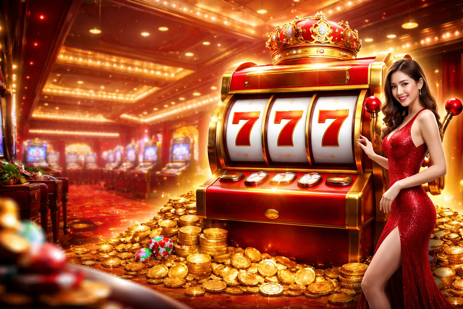 Máy đánh bạc 99vz Casino với nhiều tiền vàng và biểu tượng may mắn